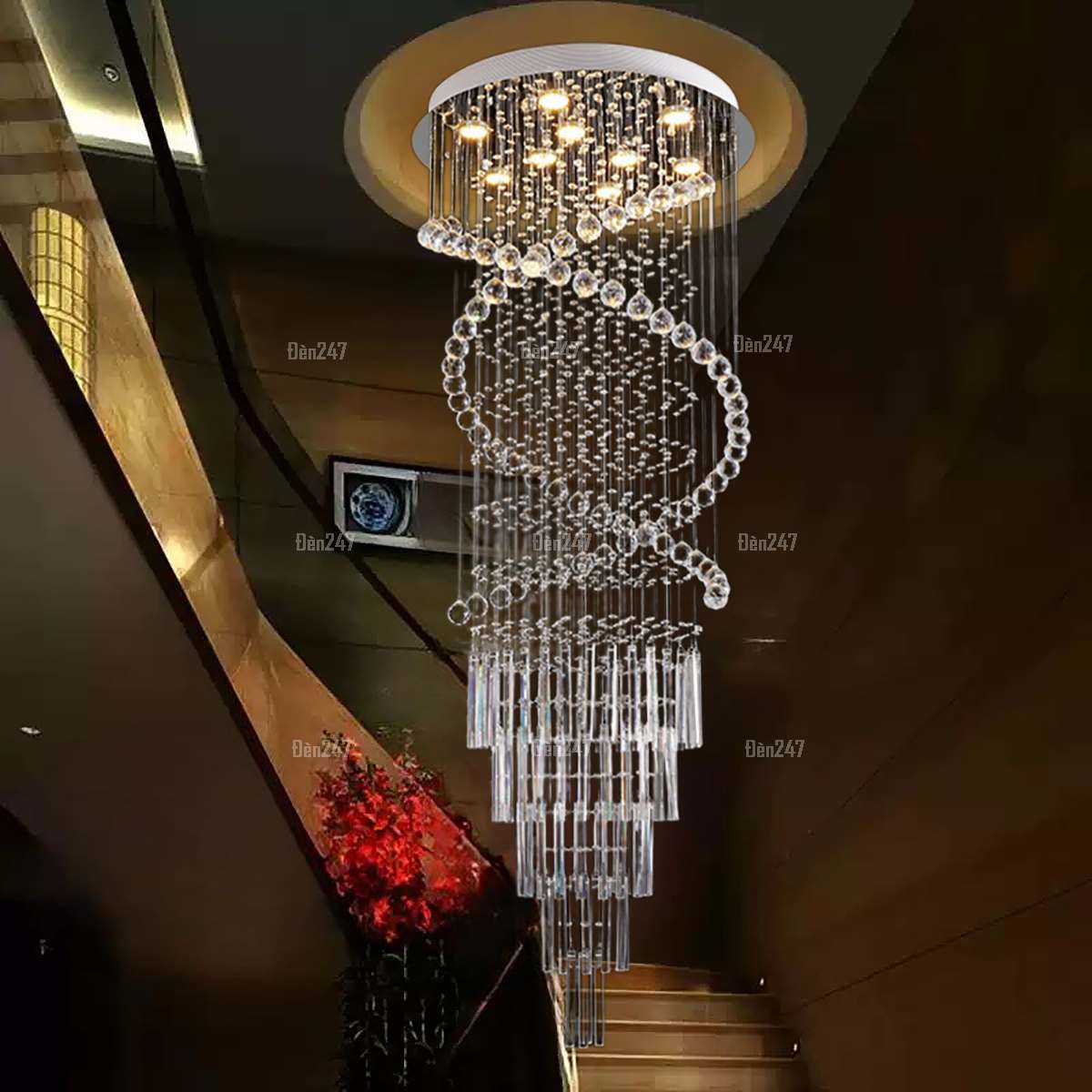 Đèn ốp trần pha lê thông tầng FT118/9